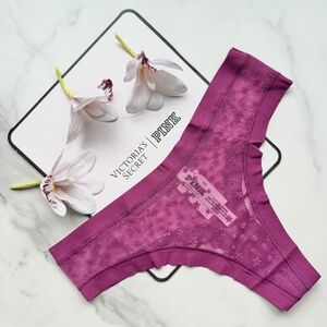 NWT PINK VICTORIA'S SECRET NO-SHOW STAR MESH THONG PANTY IN THRILLER SIZE S/M/L